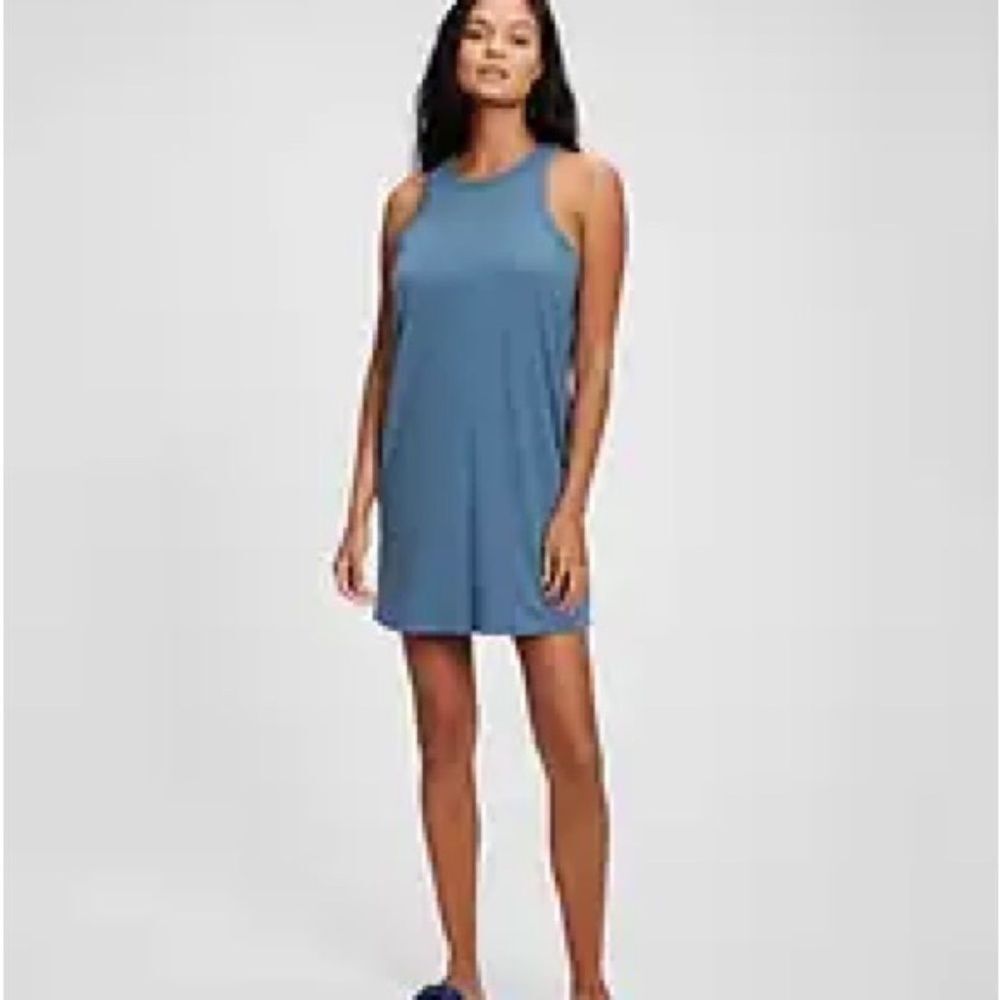 NWOT GAP Racerback Mini Dress in Blue Shale size L Tall